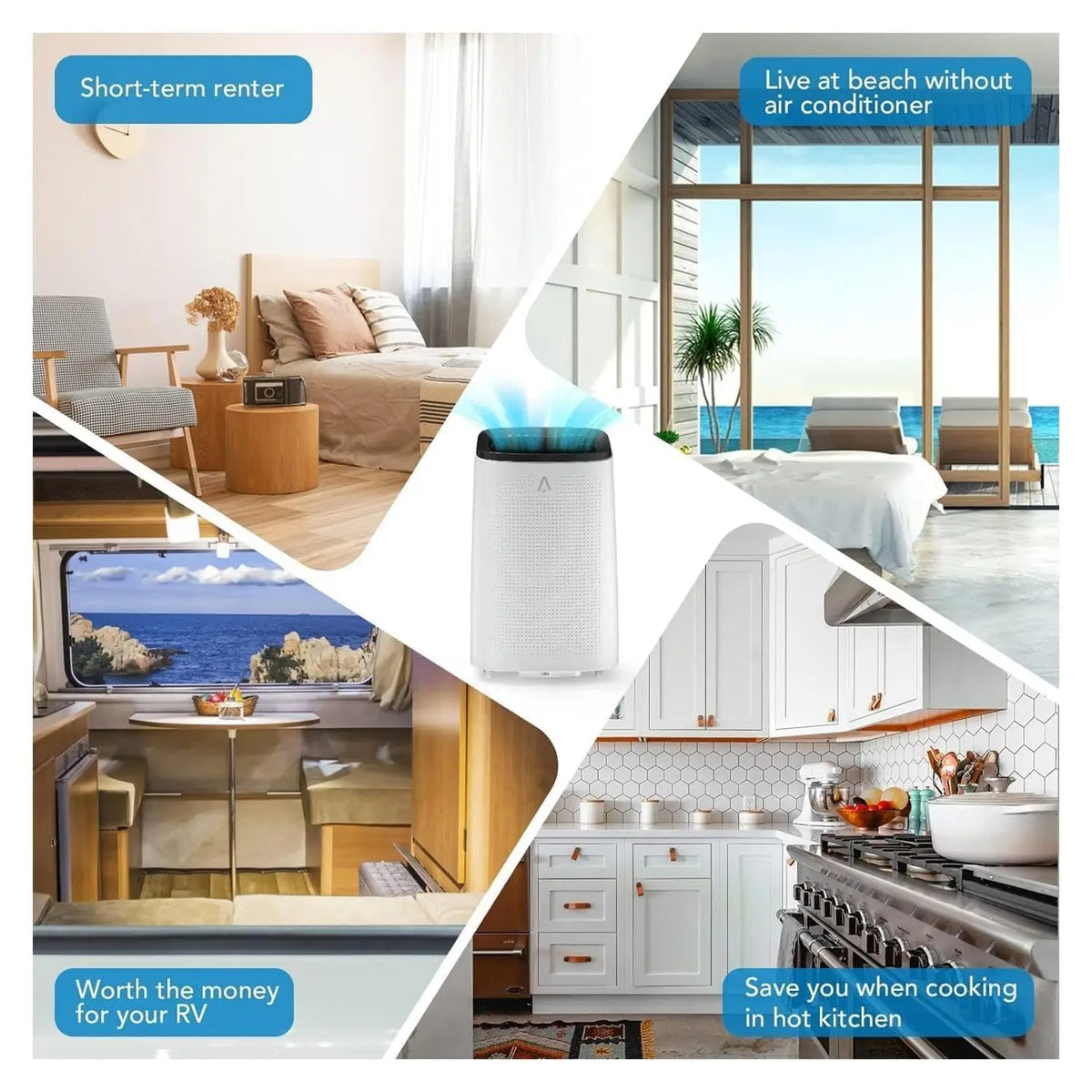15000 BTU Dark Top Cover 3-in-1 Portable Air Conditioner, Cooling, Dehumidifier & Fan AC Unit, Quiet ≤54dB with Remote, 24H Timer, Window Kit & Air Purification
