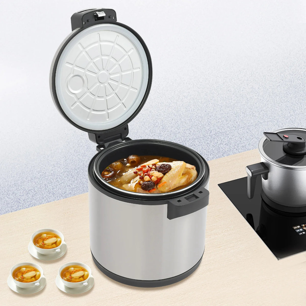 Commercial Rice Warmer 19L 20Qt, 110V Stainless Steel Rice Keeper, Non-Stick Inner Liner for Restaurant Buffet, US Plug