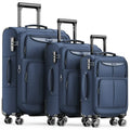 SHOWKOO Luggage Sets 3 Piece Softside Expandable Durable Suitcase Sets Durable Oxford Fabric, Lightweight, 360°Double Spinner Wheels, TSA Lock, YKK Zippers, Blue (20in/24in/28in)