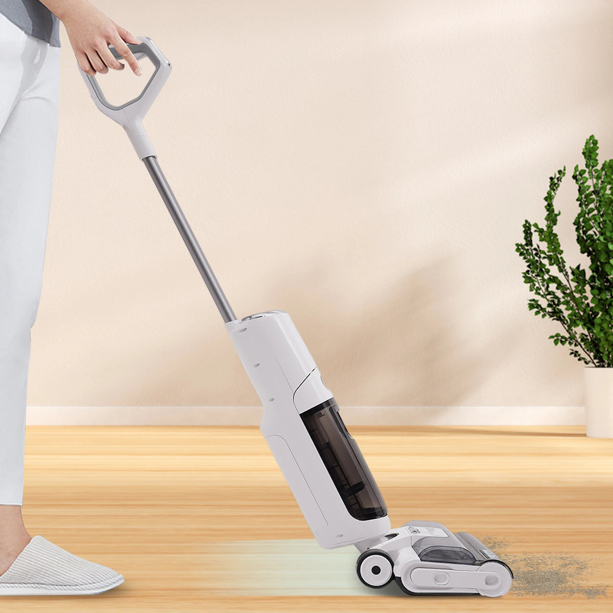 Smart Wet Dry Vacuum Cordless 600ml Dual Tank Floor Cleaner Brushless Motor Quiet Vacuum for Pet Rooms Baby Rooms Marble
