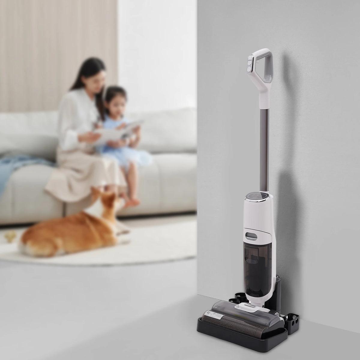 Smart Wet Dry Vacuum Cordless 600ml Dual Tank Floor Cleaner Brushless Motor Quiet Vacuum for Pet Rooms Baby Rooms Marble