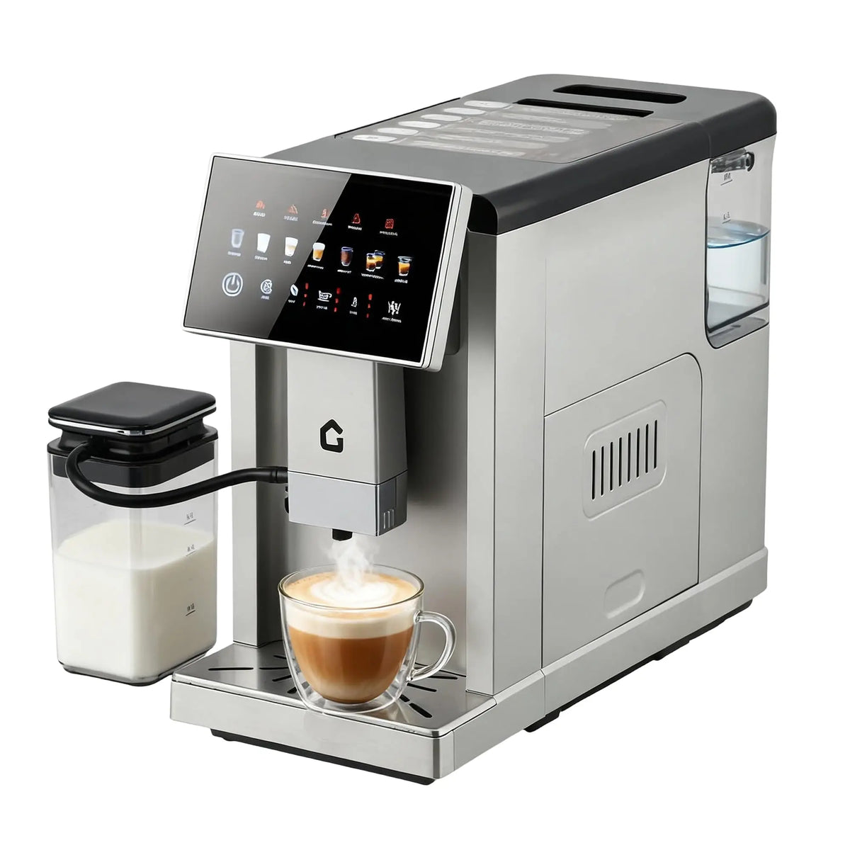 Super Fully Automatic Coffee Machine, 6 Coffee Styles Touch Control Espresso Cappuccino Latte Maker with Milk Jug