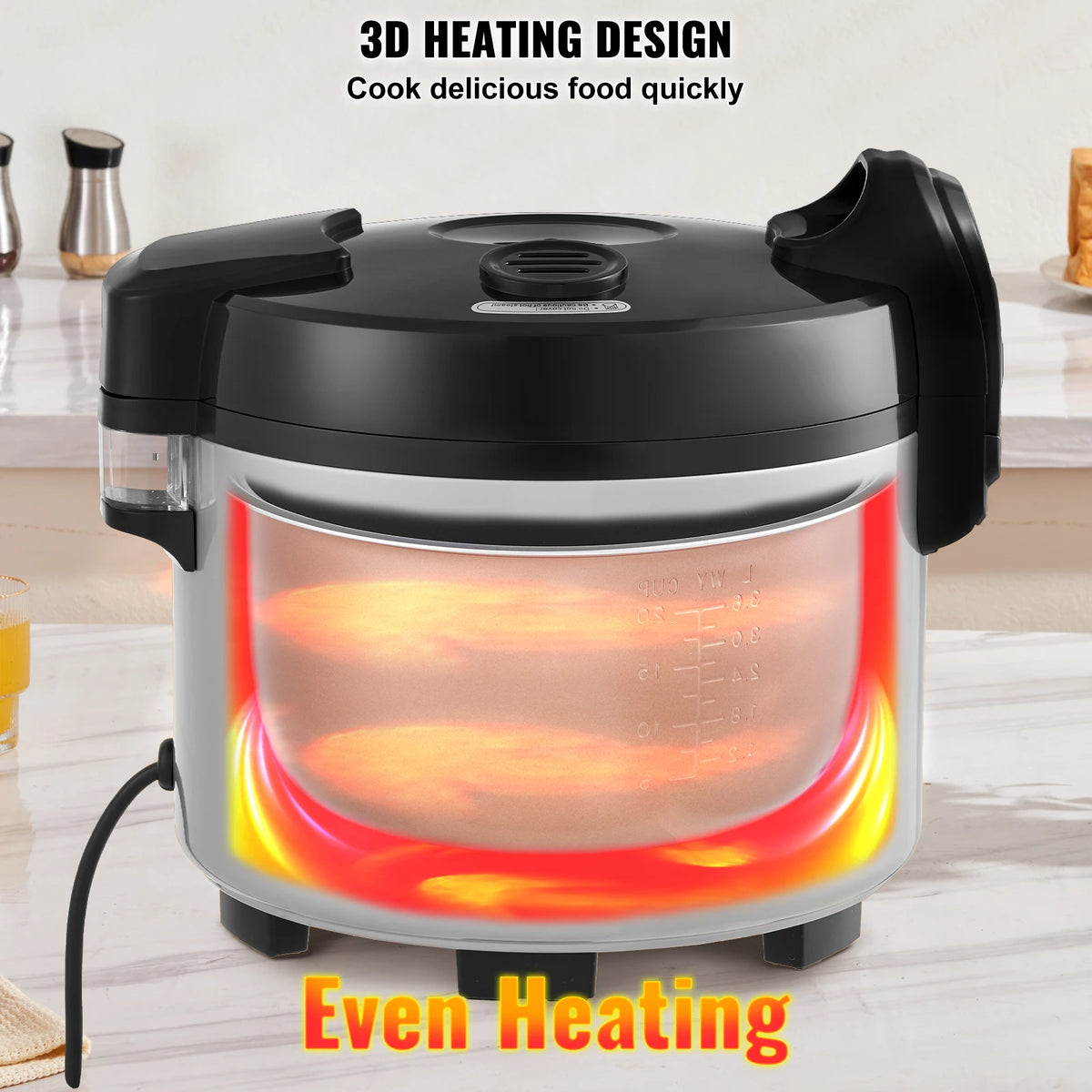 SucceBuy Commercial Rice Cooker 60/70 Cup Capacity Rice Cooker 13/15 L with Nonstick Inner Pot Fast Cooking with Rice Cup Paddle