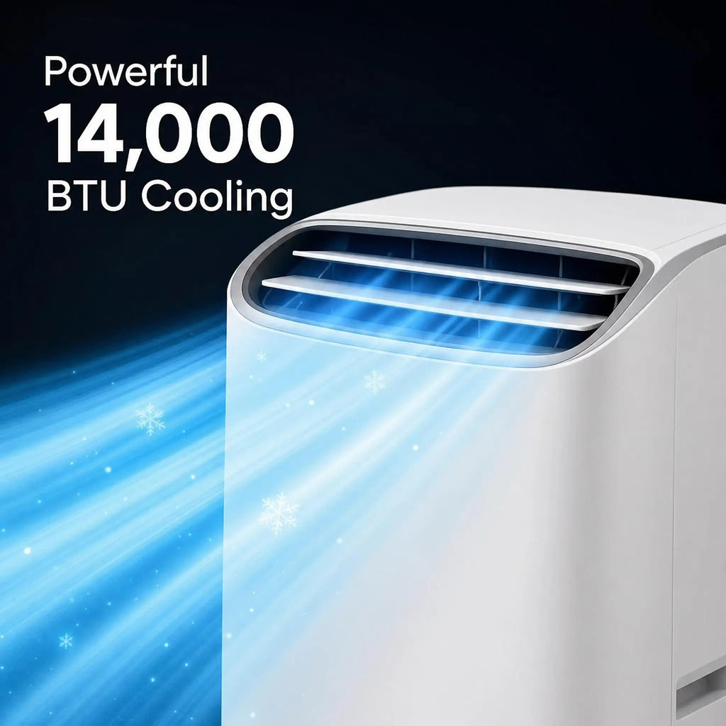 14000 BTU Portable Air Conditioner Fast Cooling Up To 750 Sq Ft 3 In 1 Portable AC Unit With Cool Dry And Fan Modes 24H Timer Function And Remote Control For Room Office
