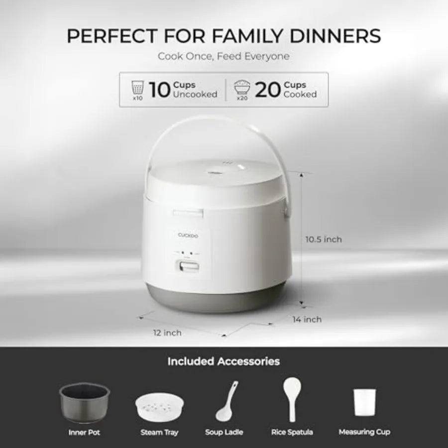 Basic Rice Cooker 10-Cup Uncooked / 20-Cup Cooked, Large Rice Maker and Warmer with Nonstick Inner Pot, Easy to Use with Auto Keep Warm, Includes Steam Tray
