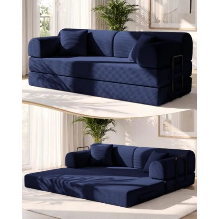 78.8" Convertible Sofa Bed, High Back Boneless Couch for Living Room