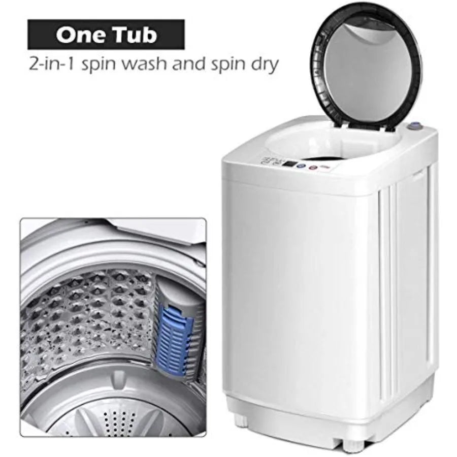 Portable Washing Machine, Full Automatic Washer and Dryer Combo, with Built-in Pump Drain 8 LBS Capacity Compact Laundry Washer