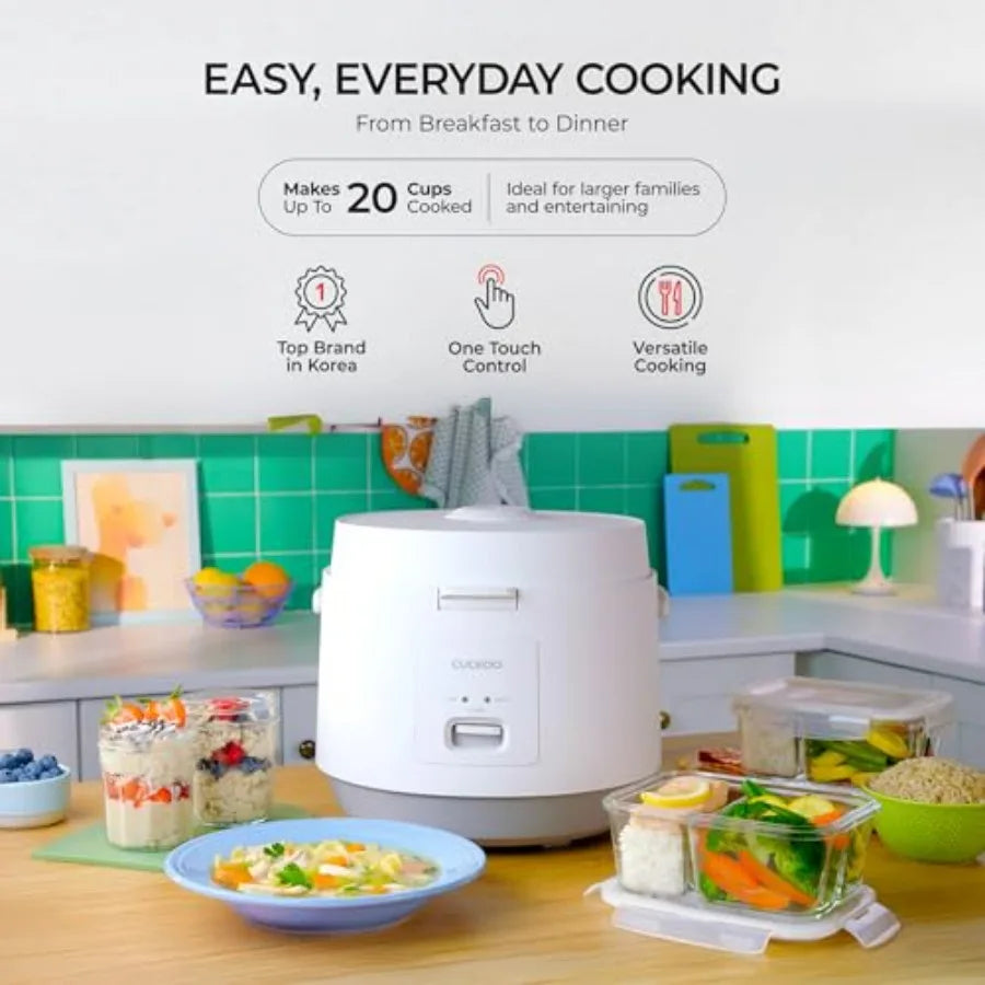 Basic Rice Cooker 10-Cup Uncooked / 20-Cup Cooked, Large Rice Maker and Warmer with Nonstick Inner Pot, Easy to Use with Auto Keep Warm, Includes Steam Tray