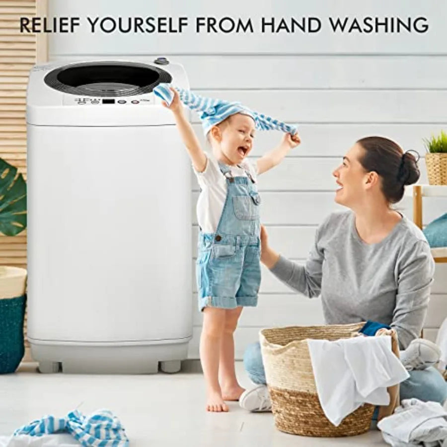 Portable Washing Machine, 8Lbs Capacity Full-automatic Washer with 6 Wash Programs, LED Display, 3 Water Levels, Compact Laundr