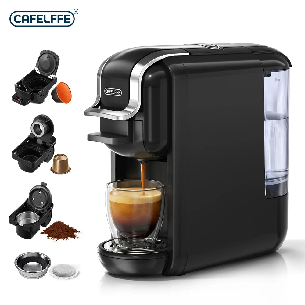 CAFELFFE MK-603 Capsule Coffee Machine with 4 Adapters, 19Bar Hot Cold Brew Espresso Maker For NES/DG/ESE and Coffee Grounds