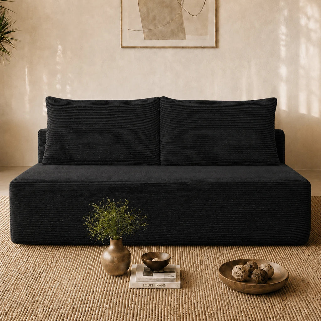 69" L-Shaped Sectional Sofa with Double Chaise, Deep Seat Cloud Couch with High-Density Spring Support, Plush Corduroy Fabric 2 Seater Loveseat for Living Room, No Assembly Required