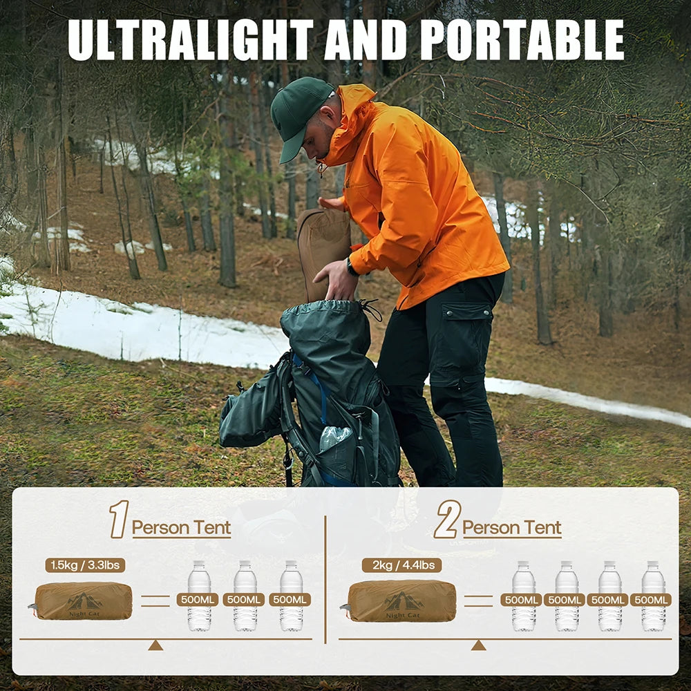 Waterproof Backpacking Tent for Camping Double Layer with Aluminum Poles And Footprint Included Lightweight Outdoor Shelter
