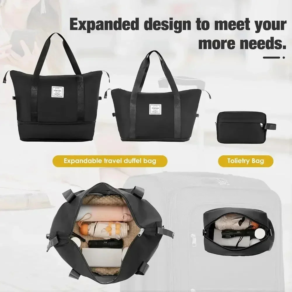 Expandable 3-Piece Luggage Set with Dual Bags: 22, 26, 30 Wheeled Suitcases with TSA Lock, Black