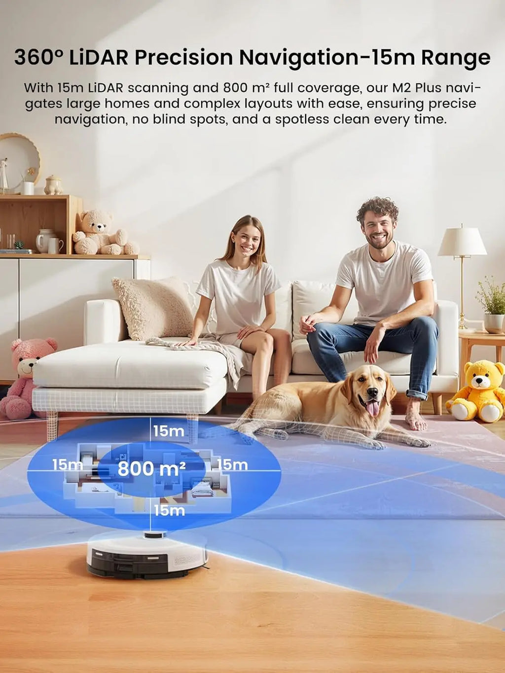 Lefant   M2L Plus Robot Vacuum and Mop, 75-Day Self-Emptying, 6000Pa Strong Suction, Customized Cleaning, Multi-Floor Mapping, 130 Min Runtime, 2.4G/5G WiFi/Alexa/APP/iWatch