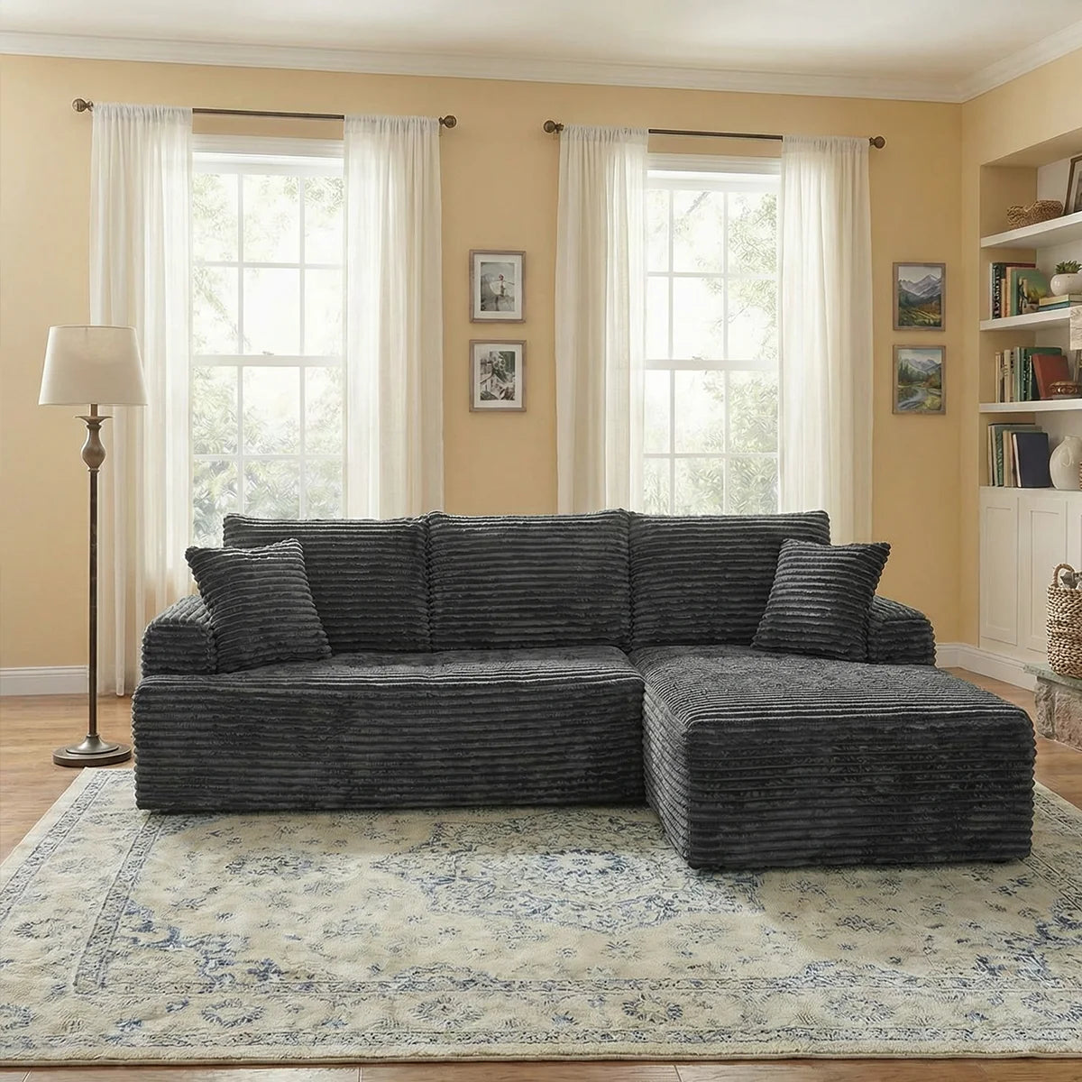 95'L L-shaped Modular Sofa - Modern Living Room Design - Comfortable - No Assembly Required - Popular Non-Rigid Combination Sofa