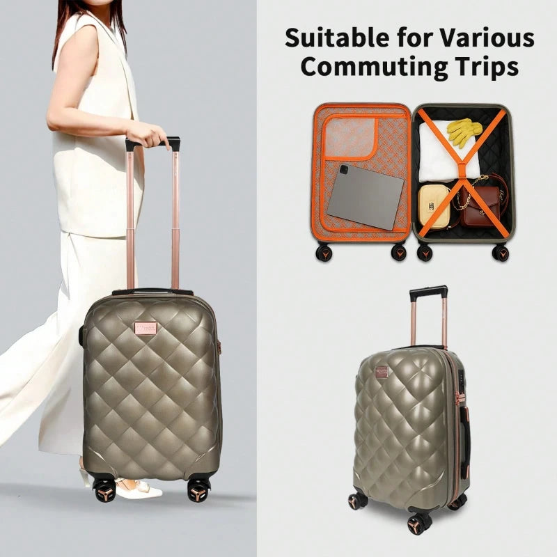 20 Inch PP Hardshell Carry On Suitcase Spinner Wheels TSA Lock Airline Approved Expandable Rolling Luggage for Travel School