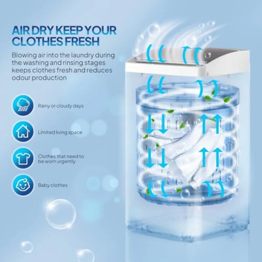 17.8LBS Full Automatic Washing Machine and 1.5CuFt Portable Clothes Dryer Set, Compact Laundry Washer and Dryer Combo Set with