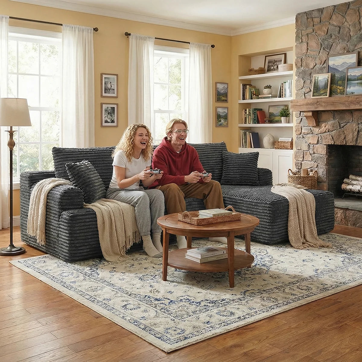 95'L L-shaped Modular Sofa - Modern Living Room Design - Comfortable - No Assembly Required - Popular Non-Rigid Combination Sofa