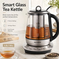 BUYDEEM Tea Maker Electric Kettle, 1.2L Glass Tea Kettle with Removable Infuser, 5 Temperature Settings, 316 Stainless Steel Heating Plate, Auto Keep Warm, Boil Dry Protection for Green Black Herbal Tea