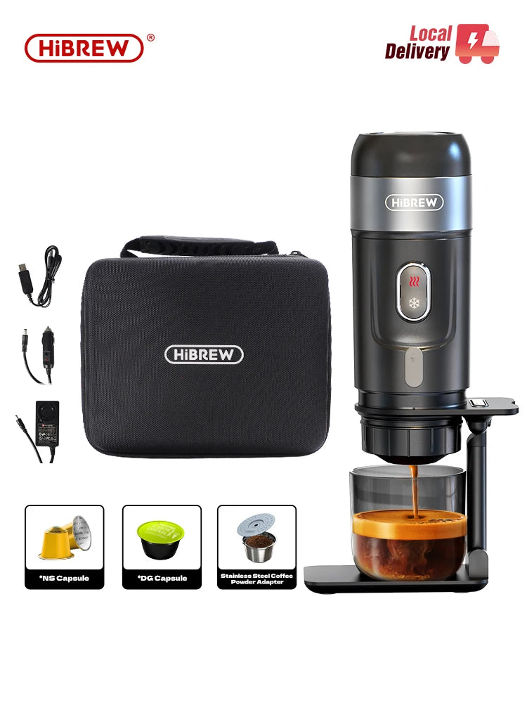 HiBREW Portable Coffee Machine for Car & Home,DC12V Expresso Coffee Maker Fit Nexpresso Dolce Pod Capsule Coffee Powder H4A