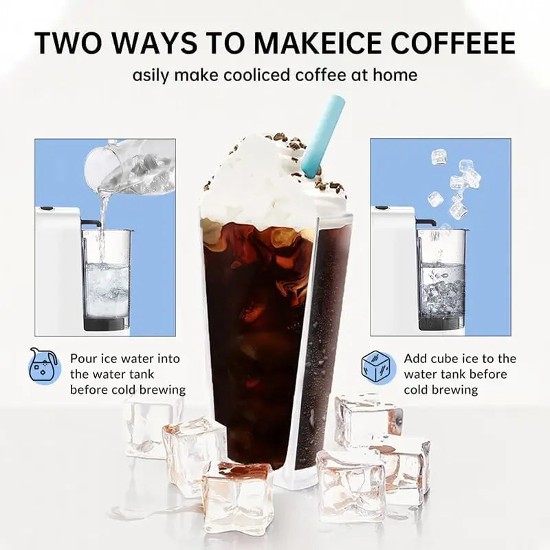 Cafelffe 4In1 Capsule Coffee Machine 19Bar Hot Cold Brew Coffee Maker,4 Adapter For Nes Original/DG/ 44mm ESE Pod/Coffee Powder