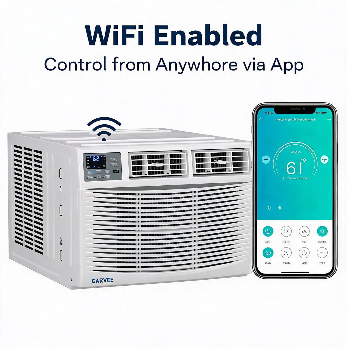 Window Air Conditioner 8000 BTU With Heat Energy Efficient AC Unit Remote Control WiFi Enabled Compatible With Alexa And Google Assistant For Room Up To 350 Sq Ft