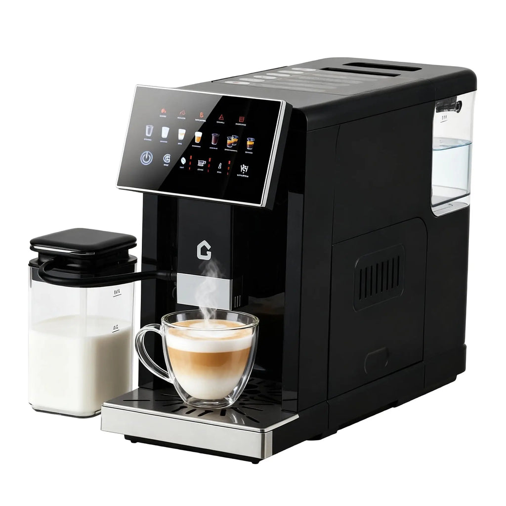 Super Fully Automatic Coffee Machine, 6 Coffee Styles Touch Control Espresso Cappuccino Latte Maker with Milk Jug
