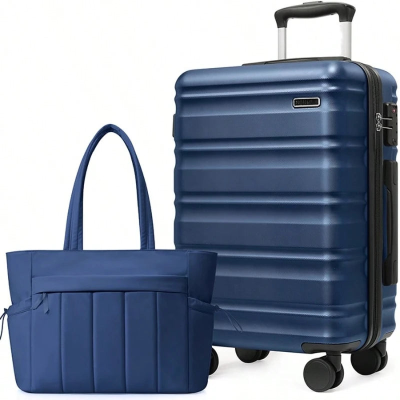 2 Piece Luggage Set 20 Inch ABS Hardshell Trolley Suitcase Spinner Wheels TSA Lock with Yoga Bag for Women men