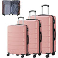 3-Piece Large Suitcase Set with Double Spinner Wheels, TSA Lock, Expandable Hard Shell Luggage in Pink