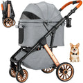 Foldable Dog Stroller for Medium Small Dogs Cats Up to 55 Lbs(25kg), Aluminum,Carbon Steel Frame Pet Stroller, Height-Adjustable