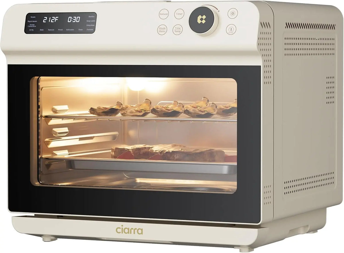 25.4QT Multi-Function Convection Toaster Oven, Countertop Steam Air Fryer with 12 Preset Modes: Bake, Dehydrate, Ferment, Steril