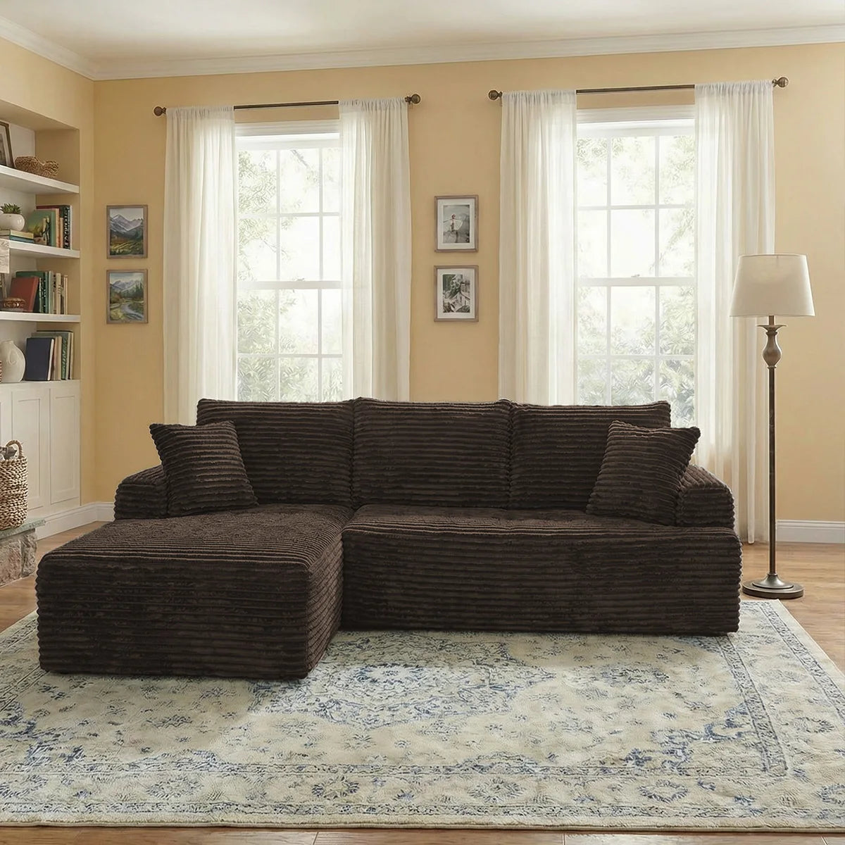 95'L L-shaped Modular Sofa - Modern Living Room Design - Comfortable - No Assembly Required - Popular Non-Rigid Combination Sofa