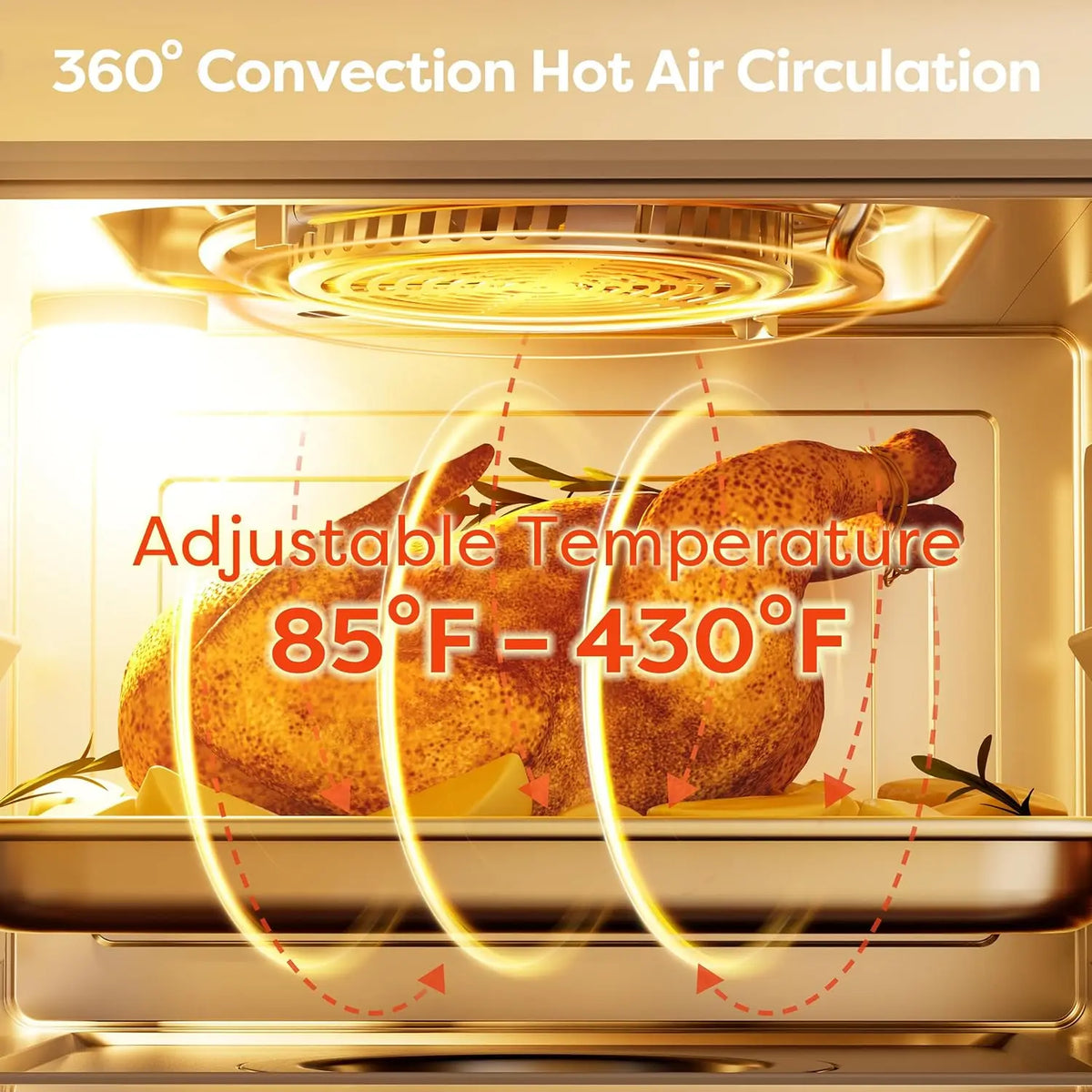 25.4QT Multi-Function Convection Toaster Oven, Countertop Steam Air Fryer with 12 Preset Modes: Bake, Dehydrate, Ferment, Steril