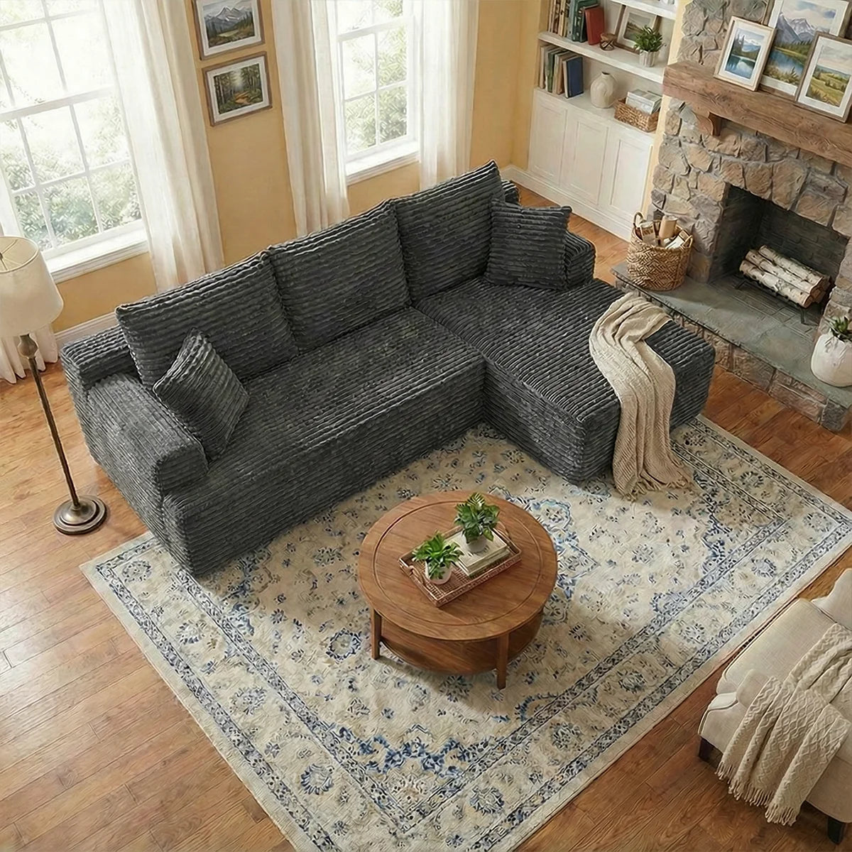 95'L L-shaped Modular Sofa - Modern Living Room Design - Comfortable - No Assembly Required - Popular Non-Rigid Combination Sofa