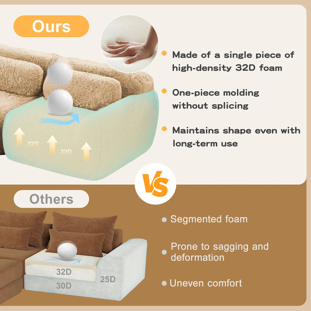 114'' Modular Sectional Sofa Couches With Throw Pillows,Full-compression Vacuum Packaging Buckle Connection For Home