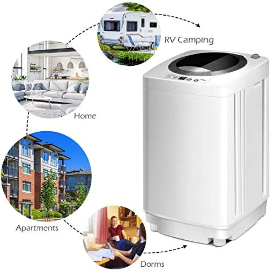 Portable Washing Machine, Full Automatic Washer and Dryer Combo, with Built-in Pump Drain 8 LBS Capacity Compact Laundry Washer