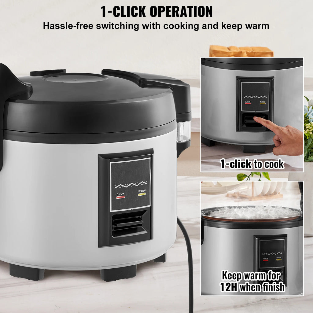 SucceBuy Commercial Rice Cooker 60/70 Cup Capacity Rice Cooker 13/15 L with Nonstick Inner Pot Fast Cooking with Rice Cup Paddle