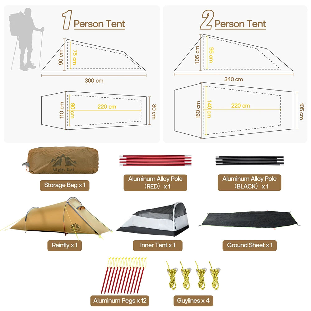 Waterproof Backpacking Tent for Camping Double Layer with Aluminum Poles And Footprint Included Lightweight Outdoor Shelter
