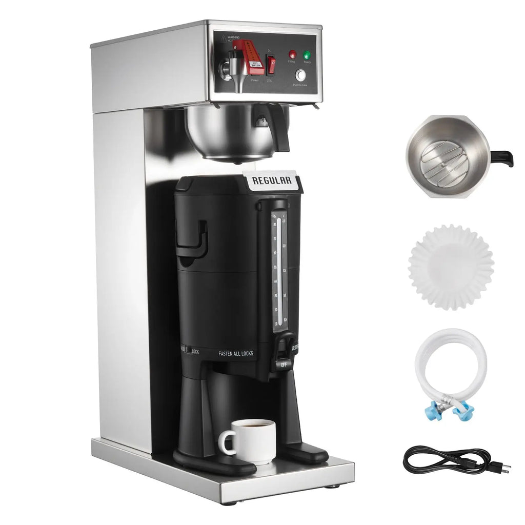Commercial Drip Coffee Maker, 16-17 Cups Machine with 2.5 L Thermal Carafe, Keep Warm for 4 Hours, Stainless Steel Brewer with Auto Water Filling, for Restaurant, Office, Coffee Shop & Home