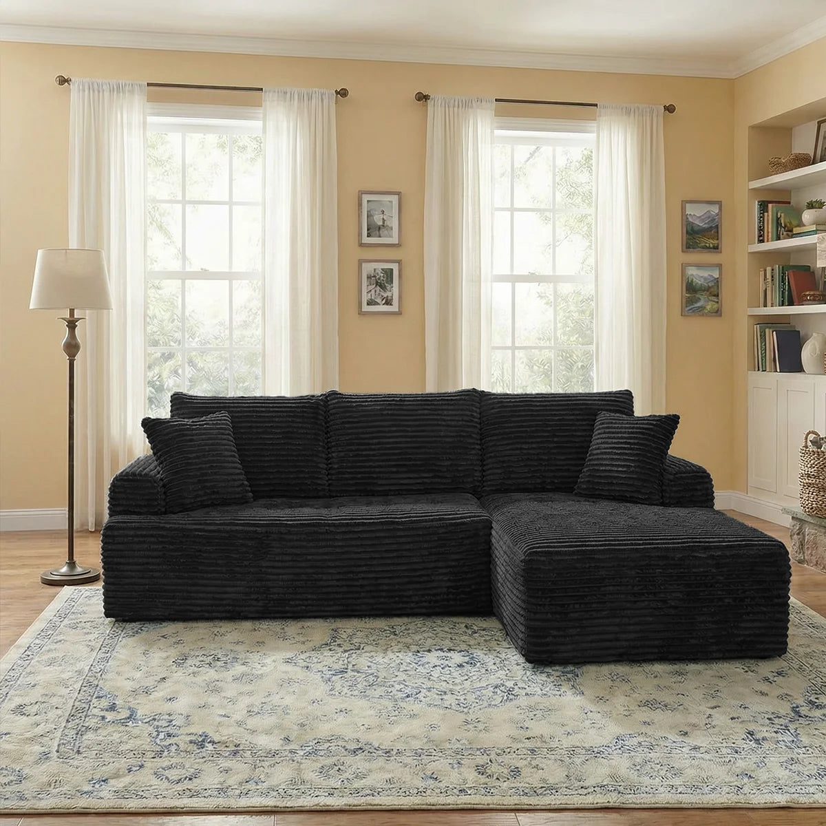 95'L L-shaped Modular Sofa - Modern Living Room Design - Comfortable - No Assembly Required - Popular Non-Rigid Combination Sofa