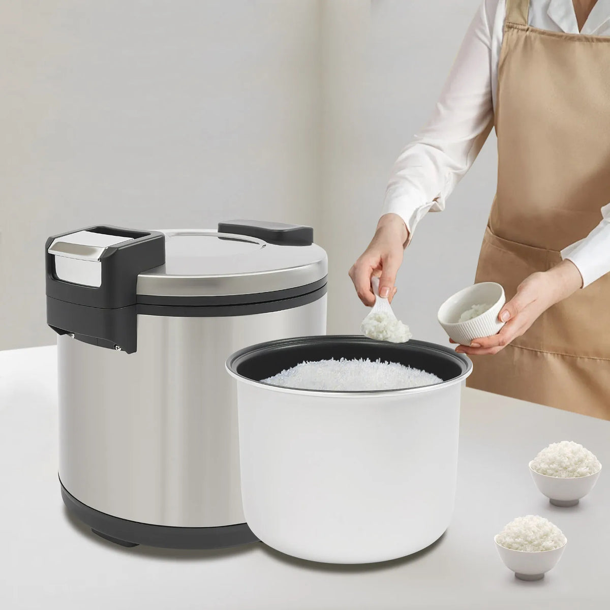 Commercial Rice Warmer 19L 20Qt, 110V Stainless Steel Rice Keeper, Non-Stick Inner Liner for Restaurant Buffet, US Plug