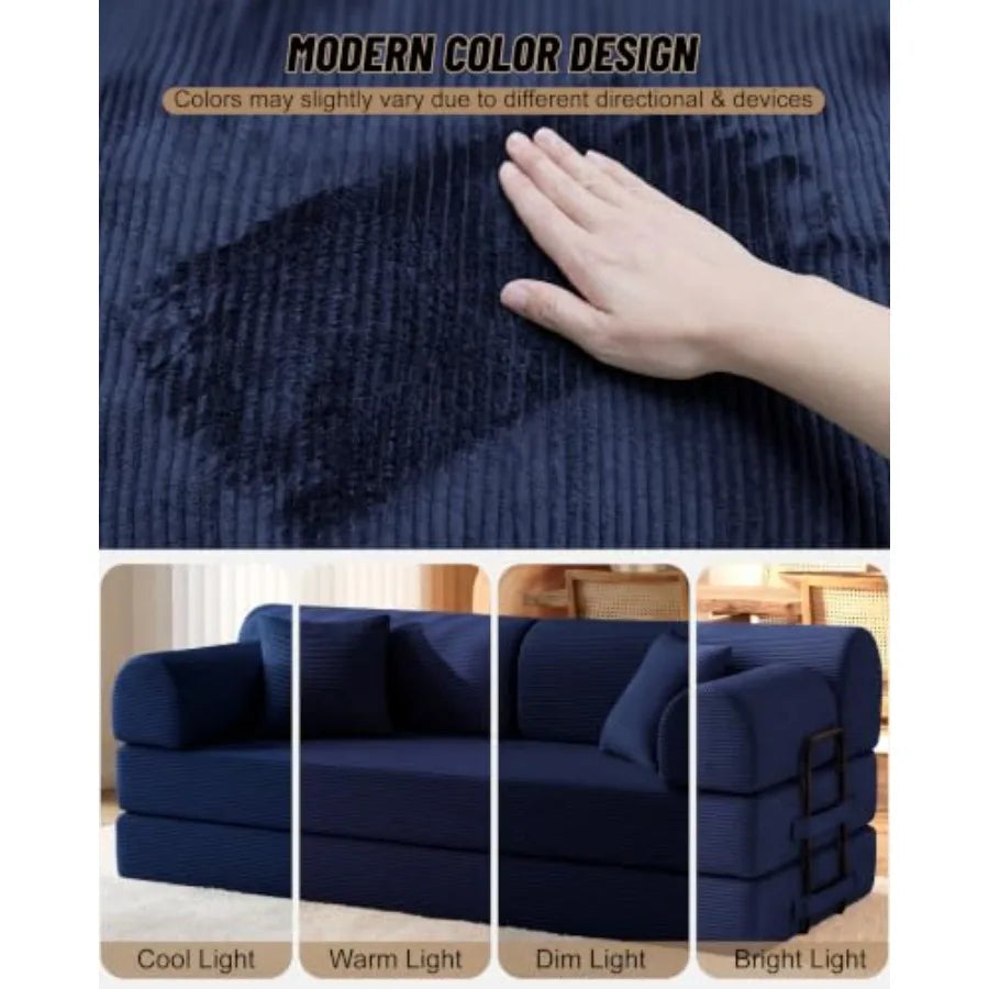 78.8" Convertible Sofa Bed, High Back Boneless Couch for Living Room
