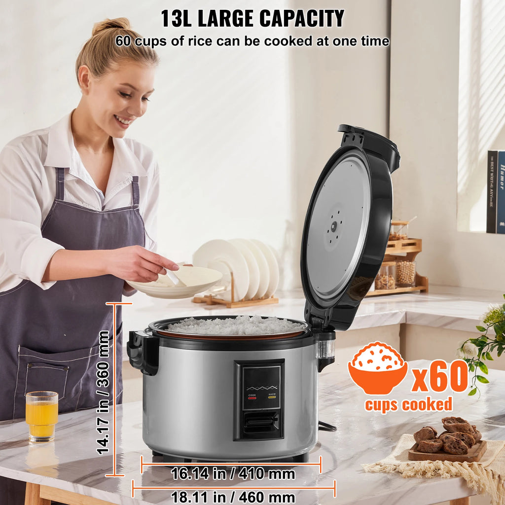 SucceBuy Commercial Rice Cooker 60/70 Cup Capacity Rice Cooker 13/15 L with Nonstick Inner Pot Fast Cooking with Rice Cup Paddle