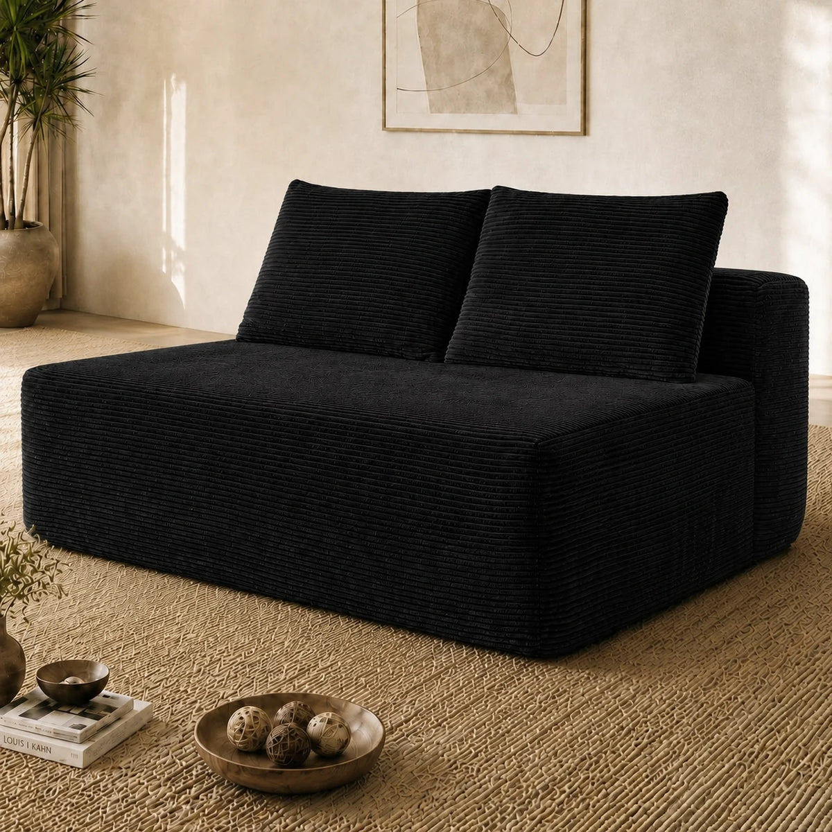 69" L-Shaped Sectional Sofa with Double Chaise, Deep Seat Cloud Couch with High-Density Spring Support, Plush Corduroy Fabric 2 Seater Loveseat for Living Room, No Assembly Required