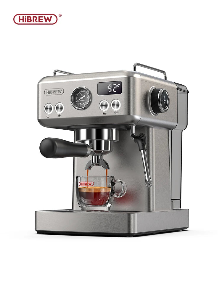HiBREW 20Bar Semi Automatic Espresso Coffee Machine Temperature Adjustable 58mm Portafilter Cold/Hot Coffee Maker Metal CaseH10A