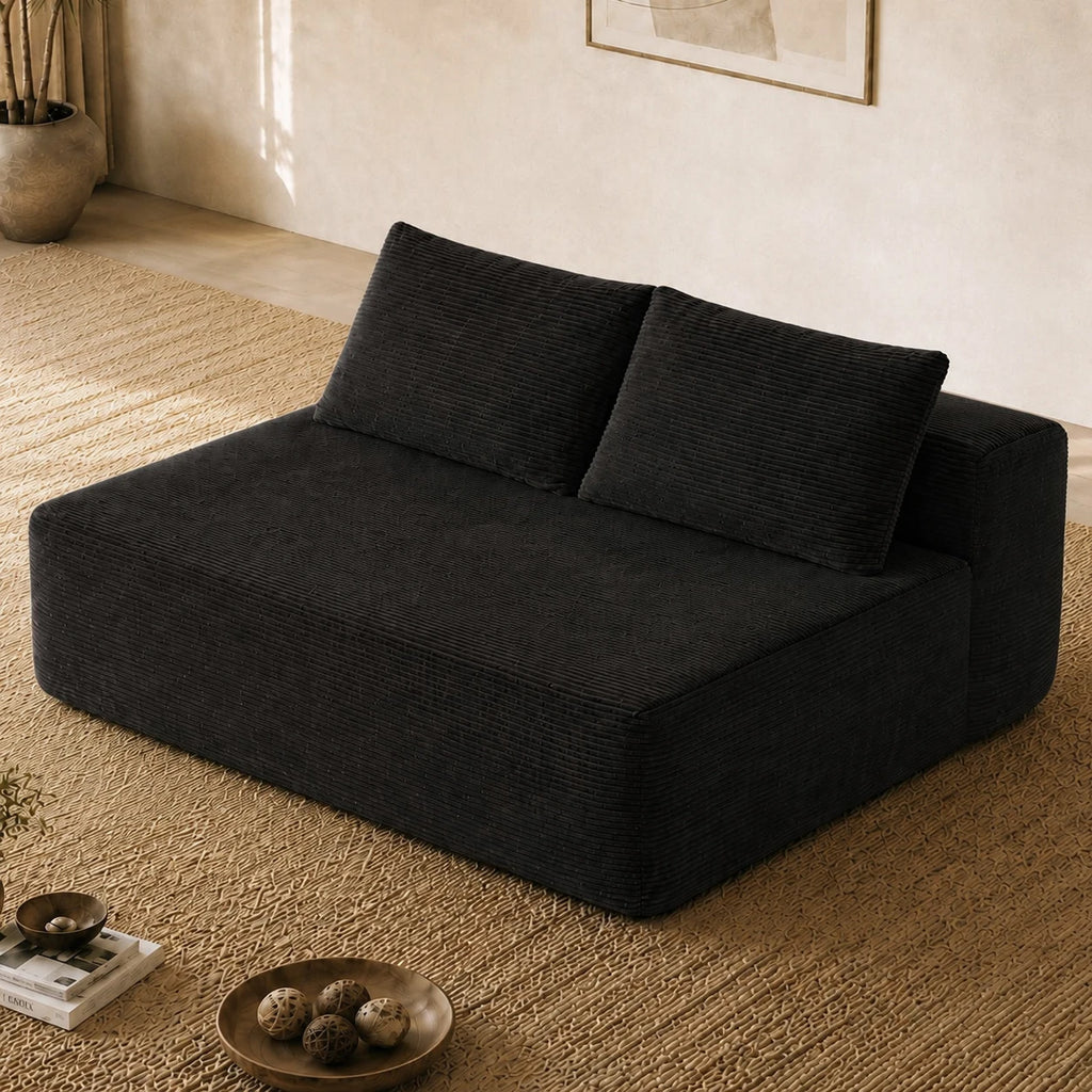 69" L-Shaped Sectional Sofa with Double Chaise, Deep Seat Cloud Couch with High-Density Spring Support, Plush Corduroy Fabric 2 Seater Loveseat for Living Room, No Assembly Required