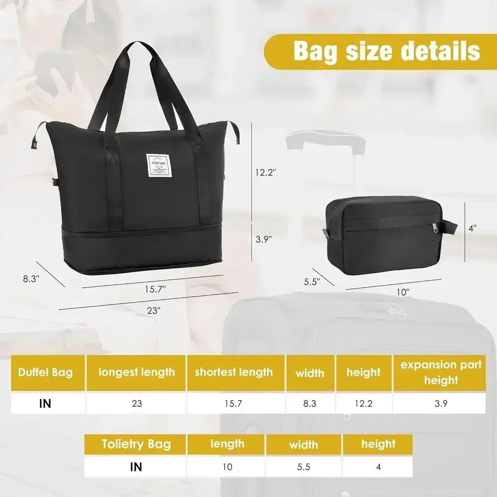 Expandable 3-Piece Luggage Set with Dual Bags: 22, 26, 30 Wheeled Suitcases with TSA Lock, Black