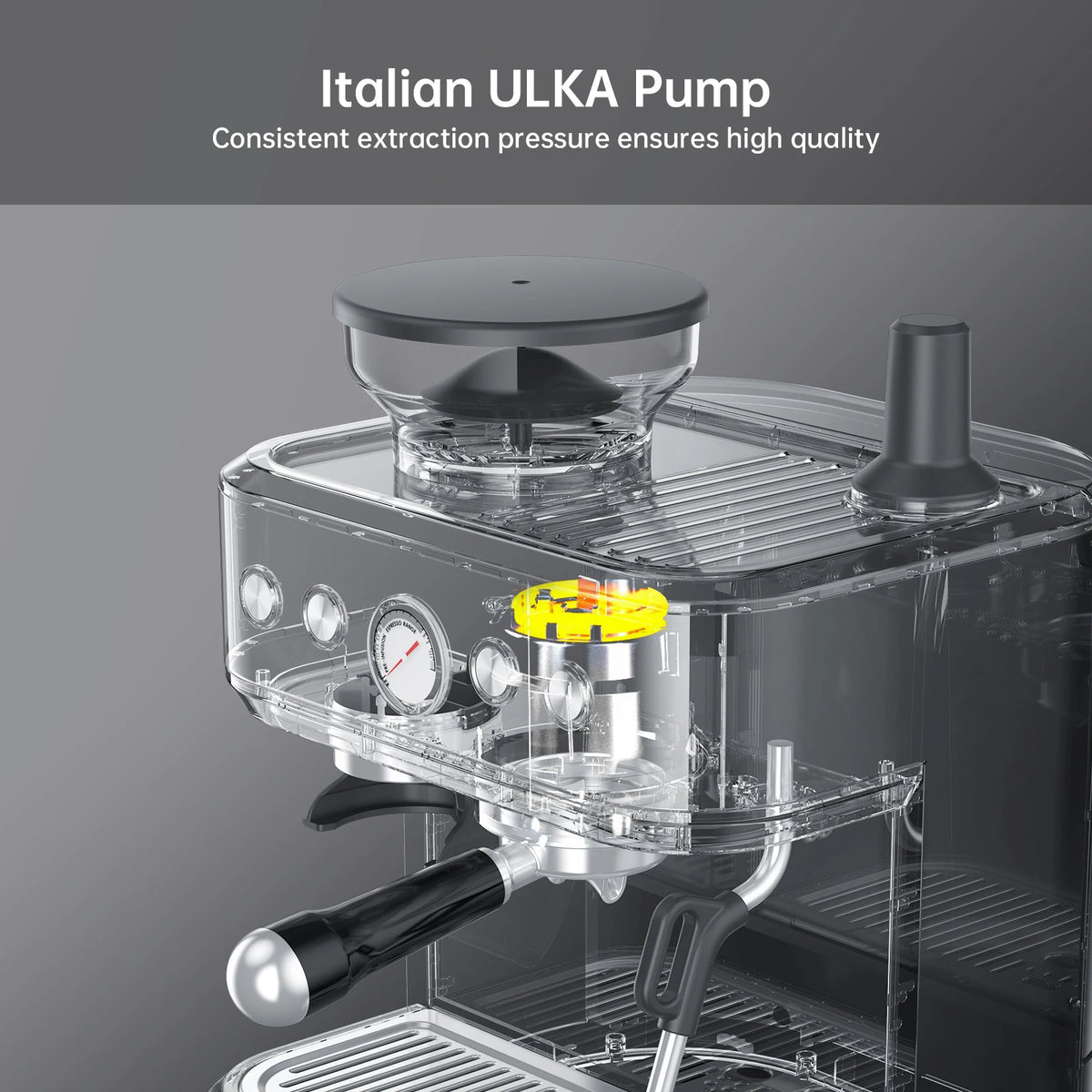 Espresso Machine with Grinder, Stainless Steel 15 Bar Coffee Machine with Milk Frother Coffee Maker for Home Latte Cappuccino