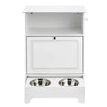 Pet Feeding Station with 2 Stainless Steel Bowls, Elevated Dog Bowls with Storage, Dog Food Storage and Feeder Station with Tilt Out Storage Cabinet, Pet Toy Storage Organizer, for Small Dogs