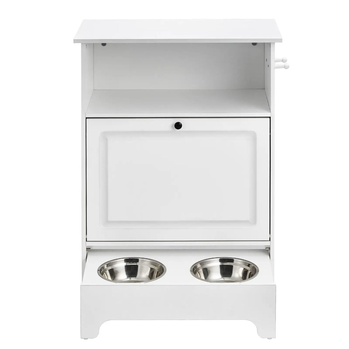 Pet Feeding Station with 2 Stainless Steel Bowls, Elevated Dog Bowls with Storage, Dog Food Storage and Feeder Station with Tilt Out Storage Cabinet, Pet Toy Storage Organizer, for Small Dogs